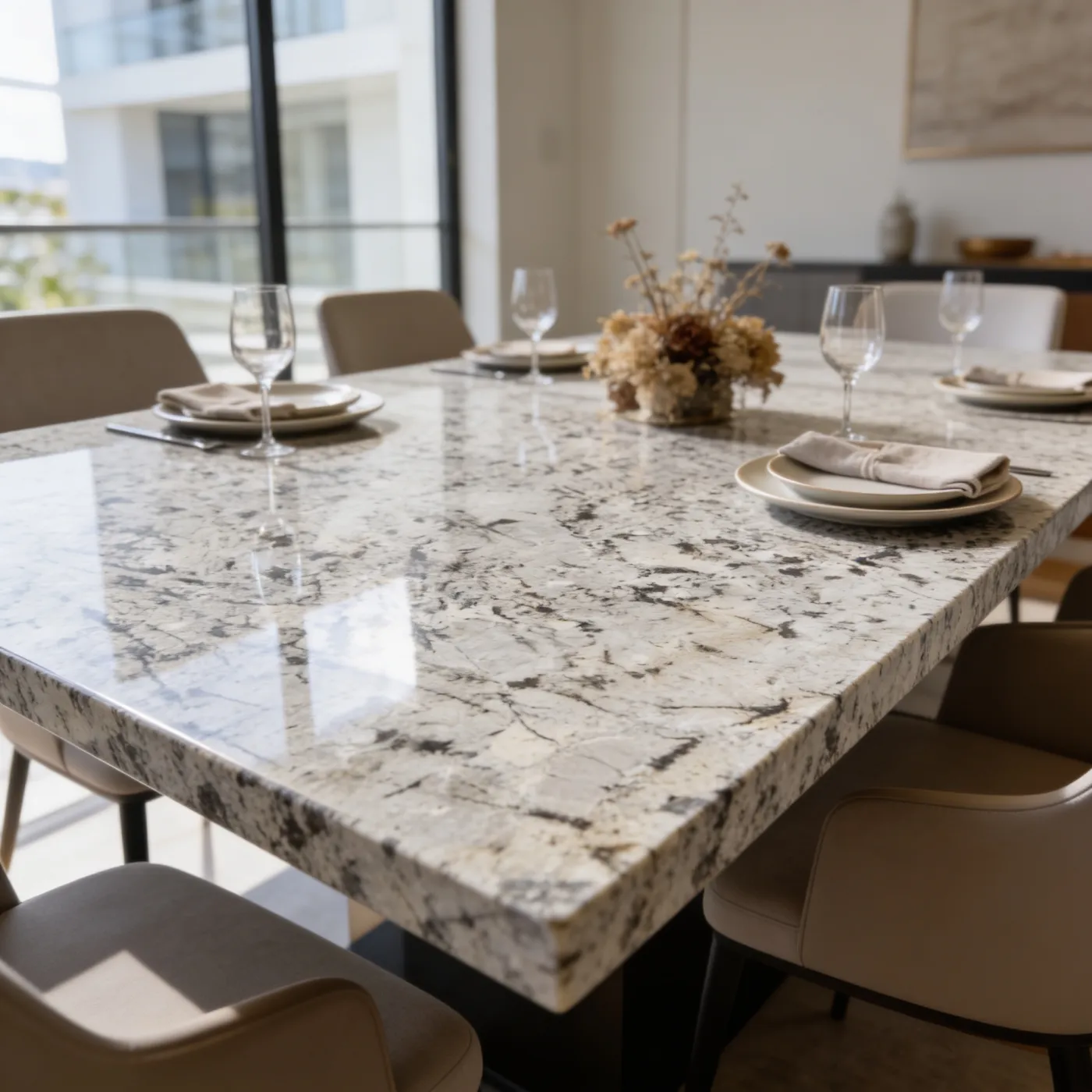 Mesa de jantar em granito Arctic Royale