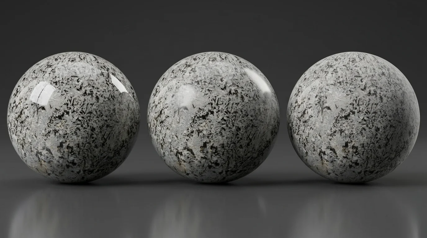 Shader Balls do granito Arctic Royale — acabamento polido